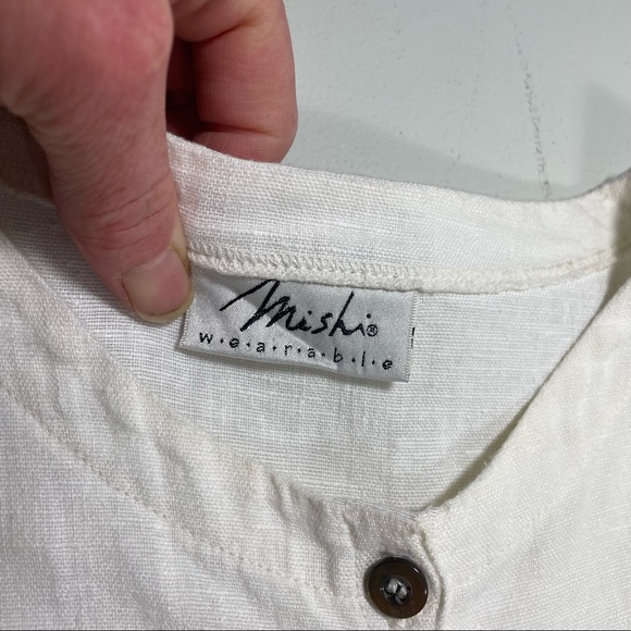 Beautiful Off White Button Front Linen Blouse by Mishi Wearables - Picture 7 of 10